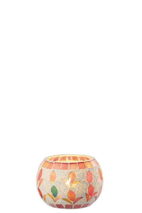 Candelabro Vidrio Blanco Roto/Fucsia Small