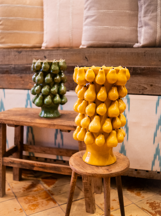 Jarrón Peras Amarillo De Cerámica