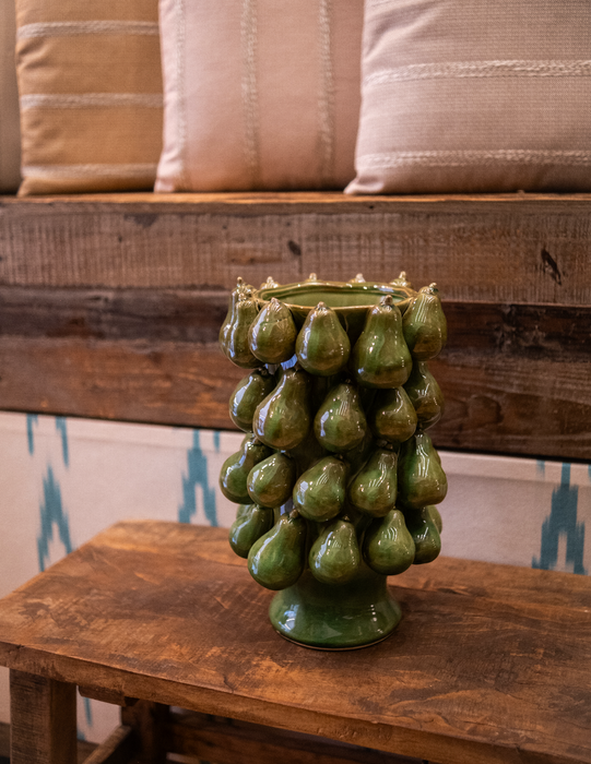 Jarrón Peras Verde de Cerámica