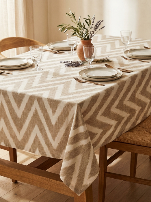 Mantel Ikat Zigzag 100% Algodón