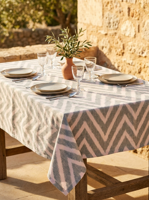 Mantel Ikat Zigzag 100% Algodón
