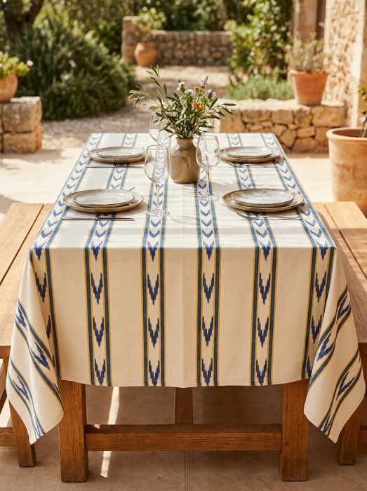 Mantel Ikat Tribal 100% Algodón
