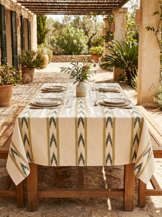 Mantel Ikat Tribal 100% Algodón