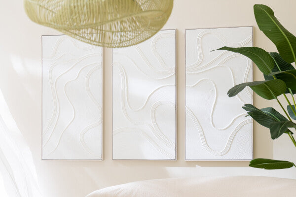 Pintura Nog en Canvas y Madera de Pino Blanco (Set de 3)