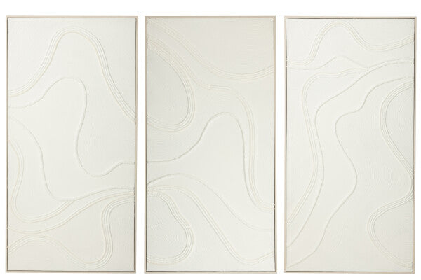 Pintura Nog en Canvas y Madera de Pino Blanco (Set de 3)