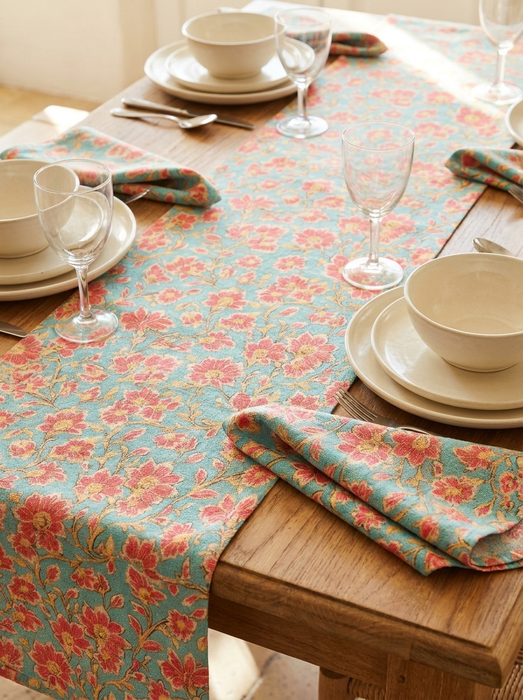 Camino de Mesa Floral Estampado 100% Algodón
