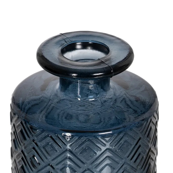 Jarrón de Vidrio Azul
